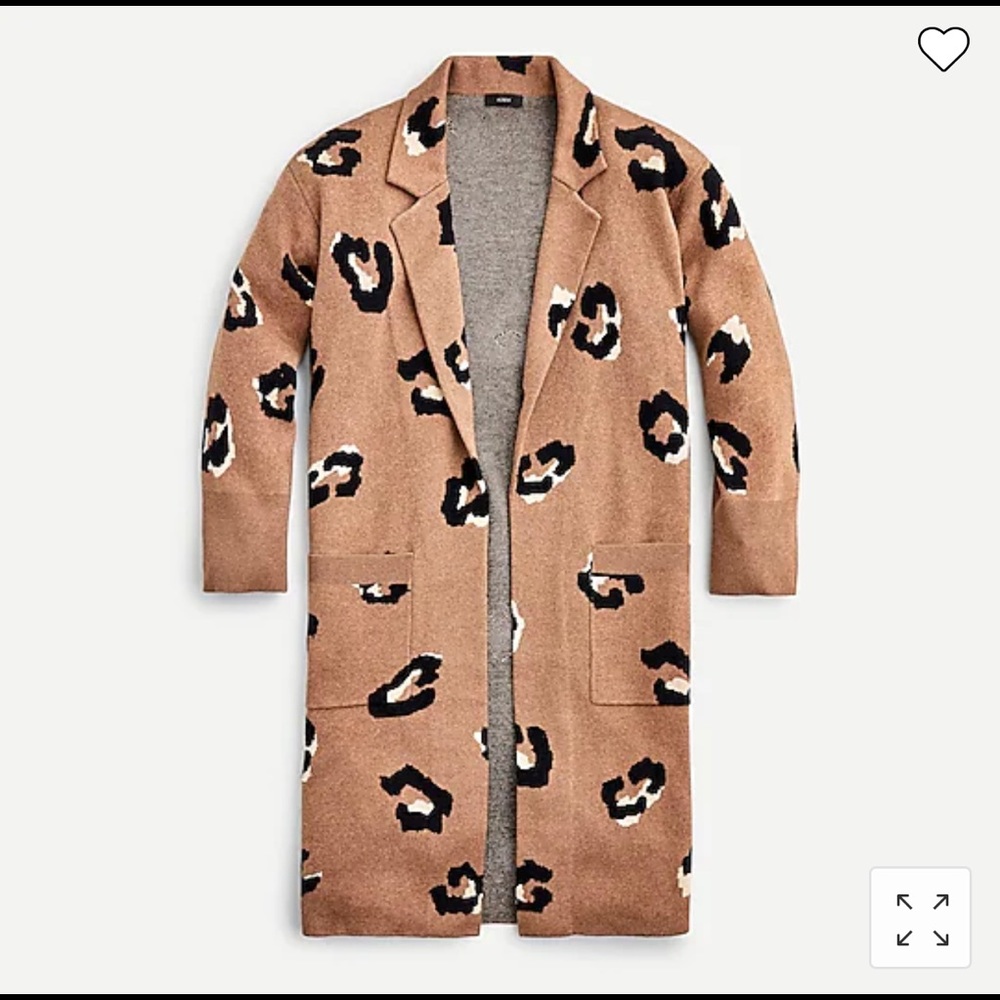 NWT J. Crew Ella open-front long sweater-blazer in leopard